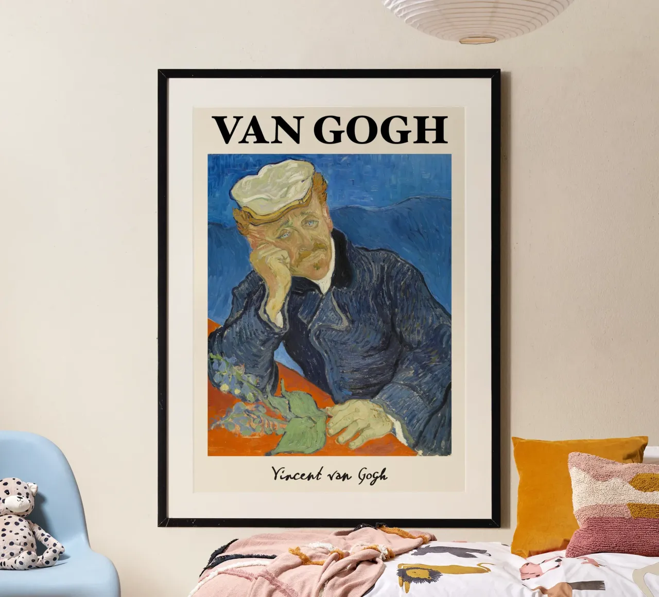 Il dottor Gachet di Van Gogh - Ritratto post-impressionista di Melan poster con telaio in legno da NorwesClub