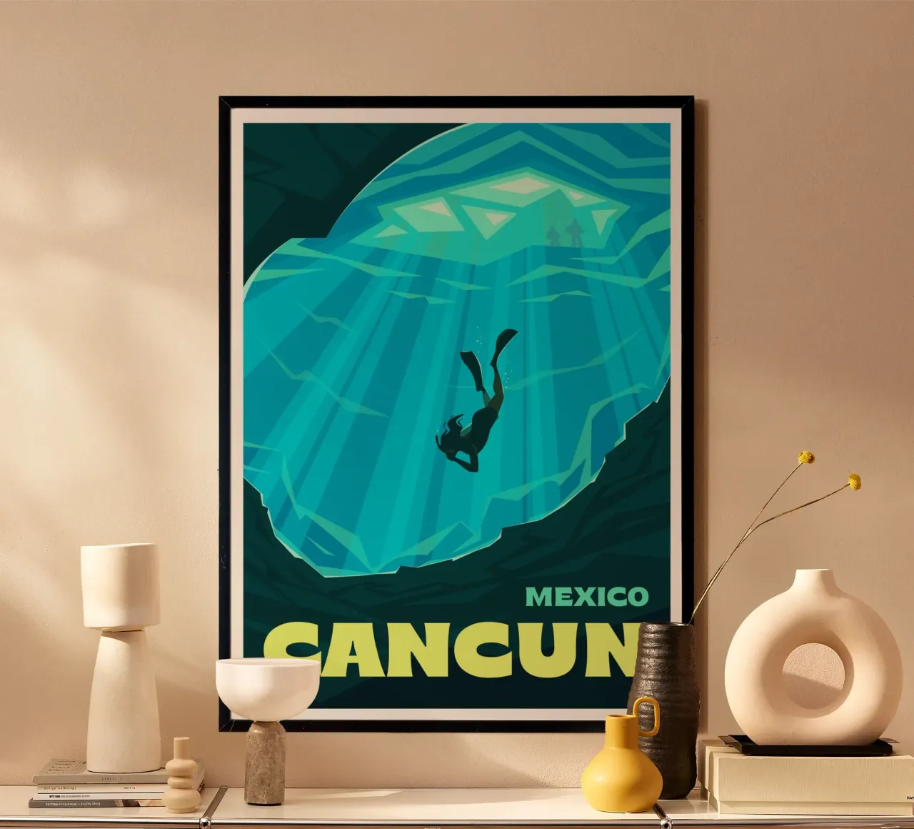 Cancun, Messico poster con telaio in plastica da Wanderlust Vibes