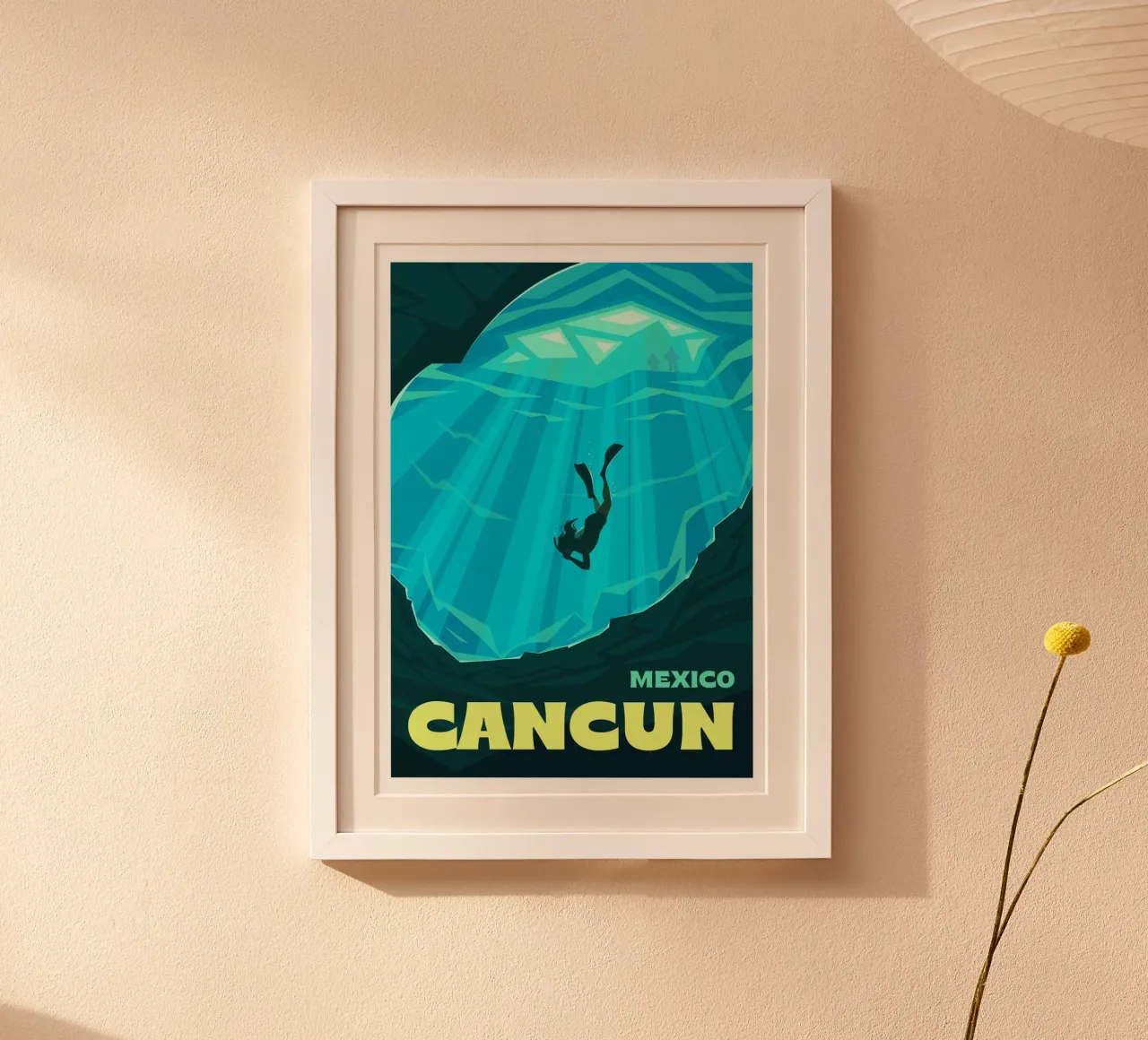 Cancun, Messico poster con telaio in plastica da Wanderlust Vibes