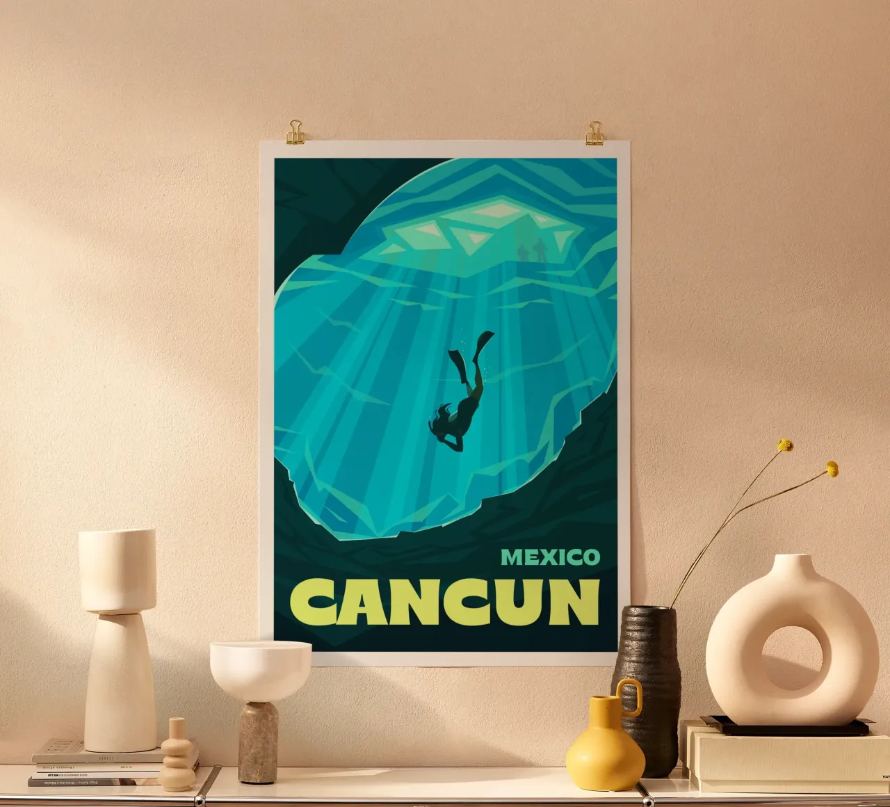 Cancun, Messico poster con telaio in plastica da Wanderlust Vibes