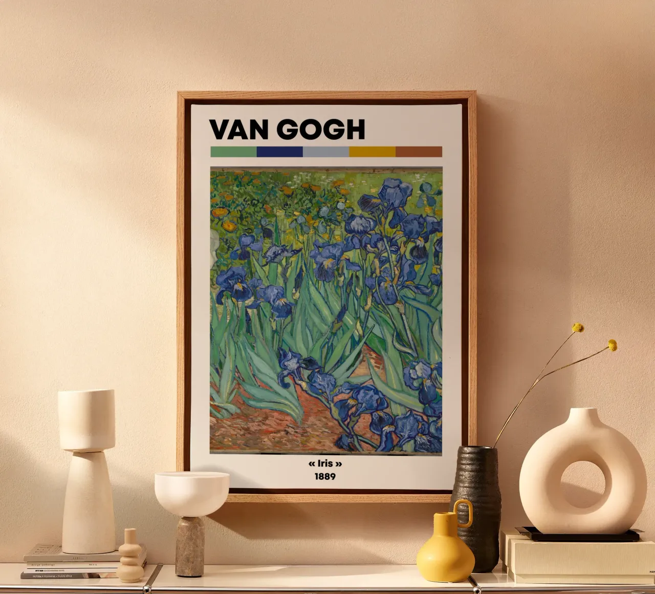 Van Goghs Irissen, Post-Impressionistische Bloemsierkunst Prin canvas met Baklijst van NorwesClub