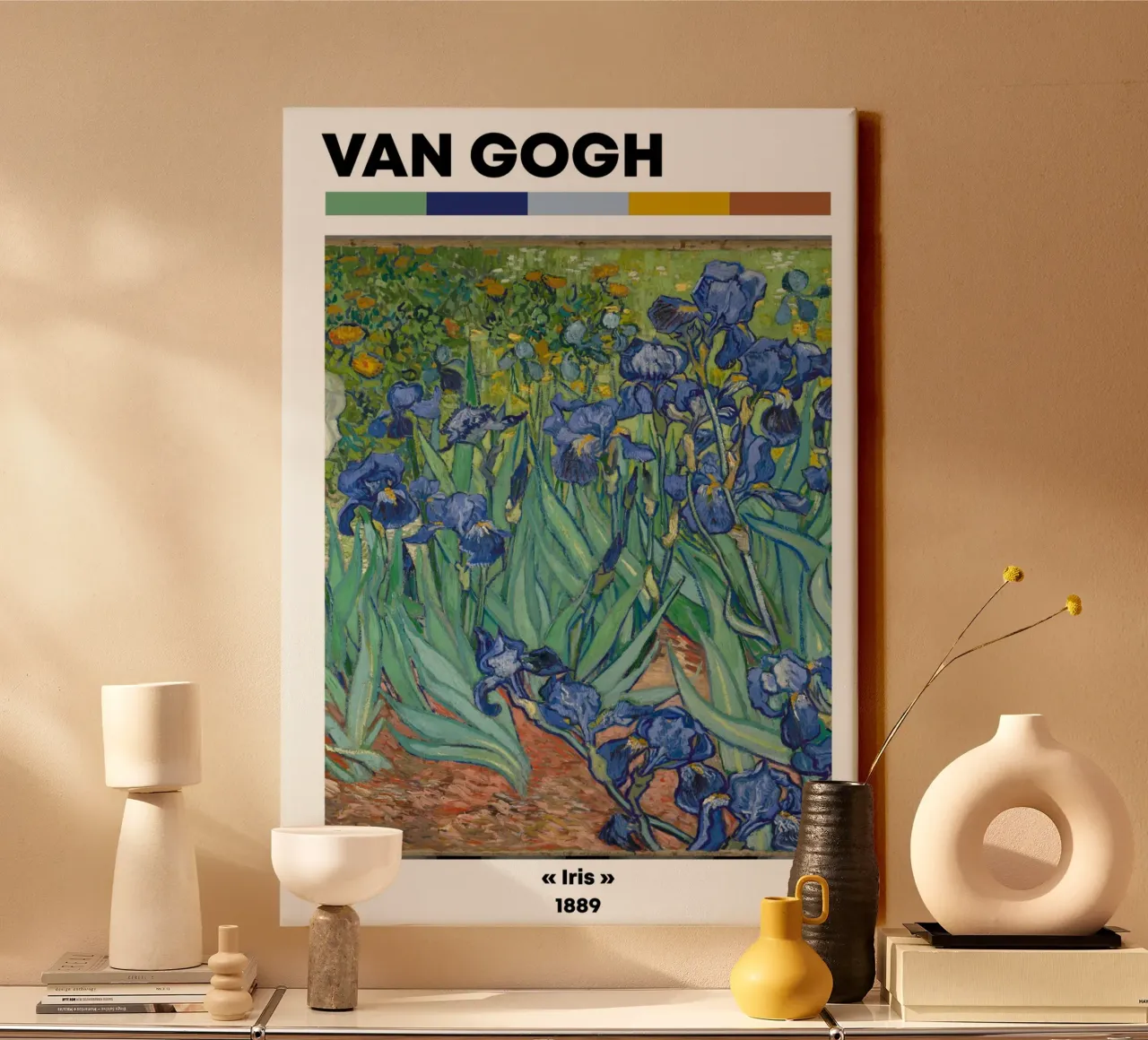 Van Goghs Irissen, Post-Impressionistische Bloemsierkunst Prin canvas met Baklijst van NorwesClub