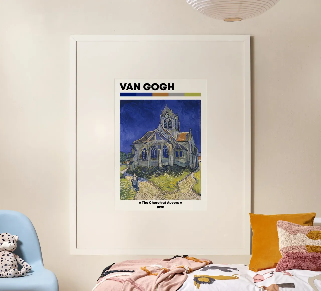 La chiesa di Auvers di Van Gogh, opera d'arte post-impressionista di riferimento poster con telaio in plastica da NorwesClub