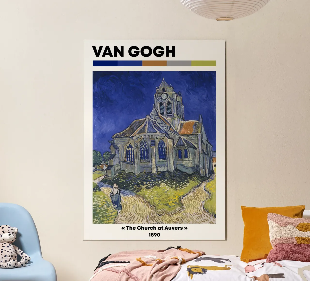La chiesa di Auvers di Van Gogh, opera d'arte post-impressionista di riferimento poster con telaio in plastica da NorwesClub