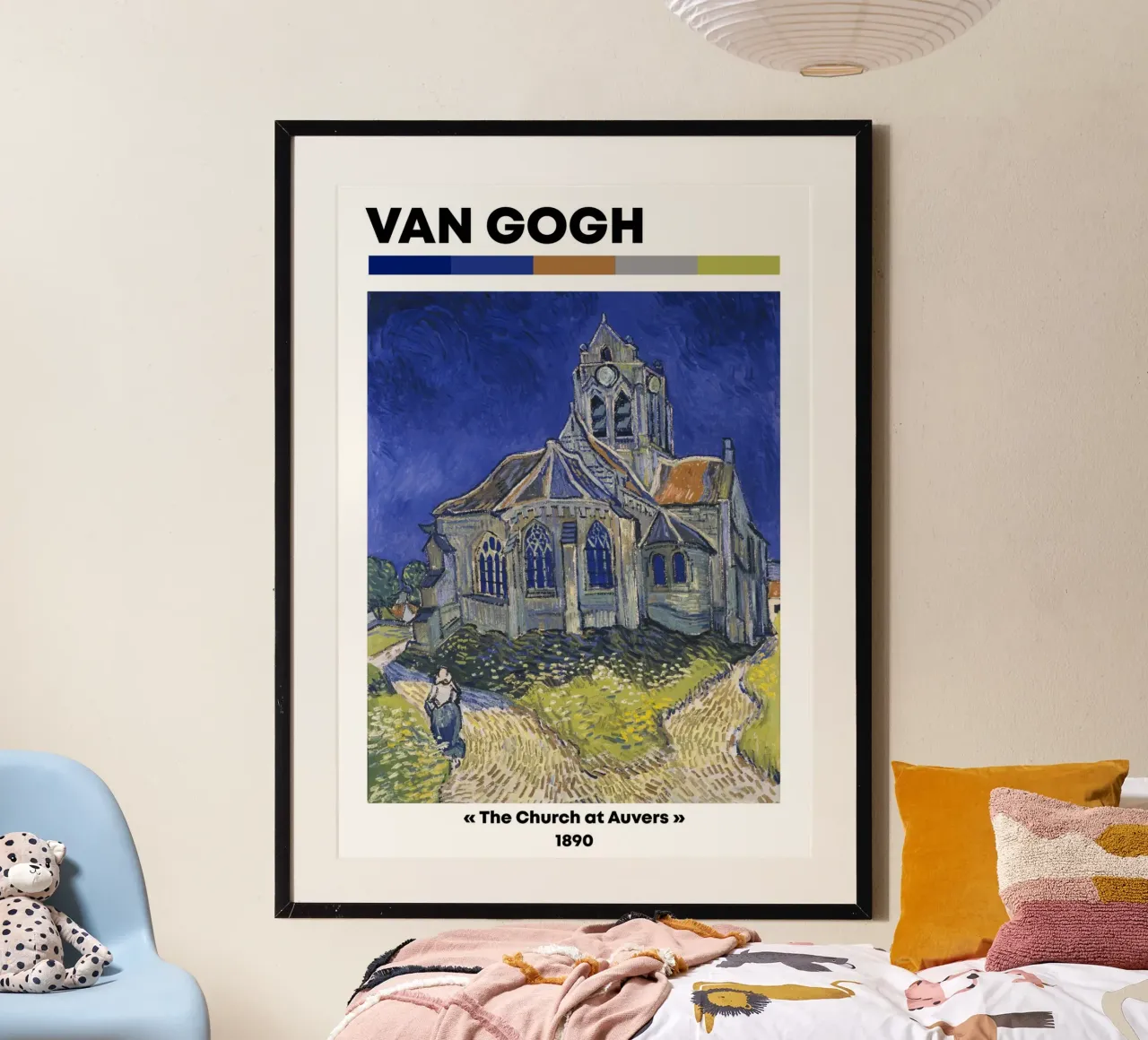 La chiesa di Auvers di Van Gogh, opera d'arte post-impressionista di riferimento poster con telaio in plastica da NorwesClub