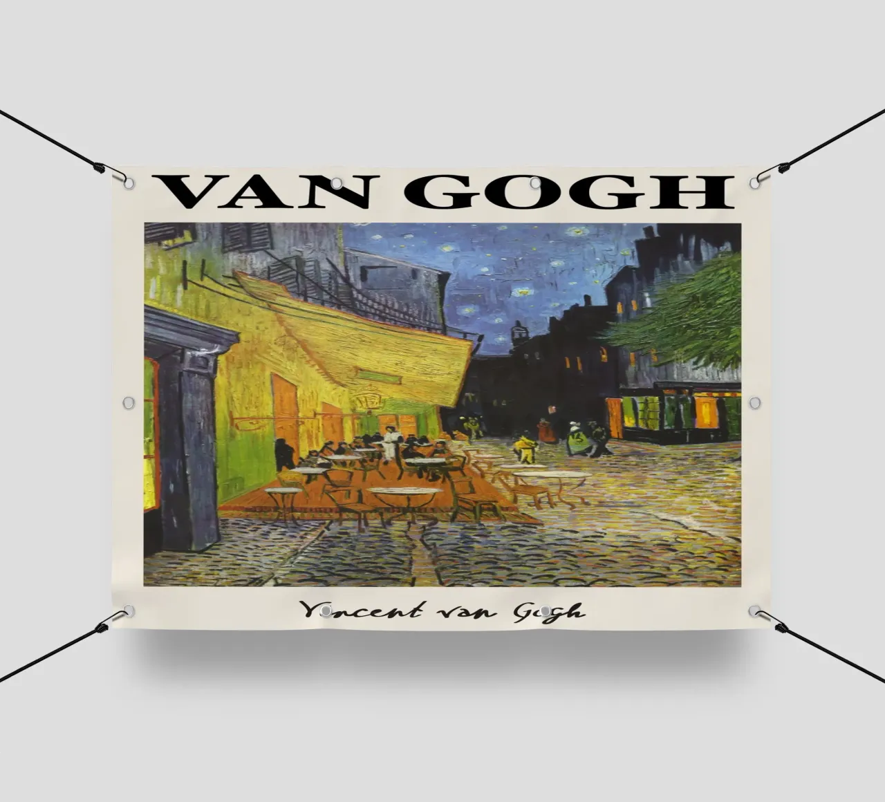 Van Goghs nächtliche Caféterrasse, postimpressionistische Stadtansicht PVC Plane von NorwesClub
