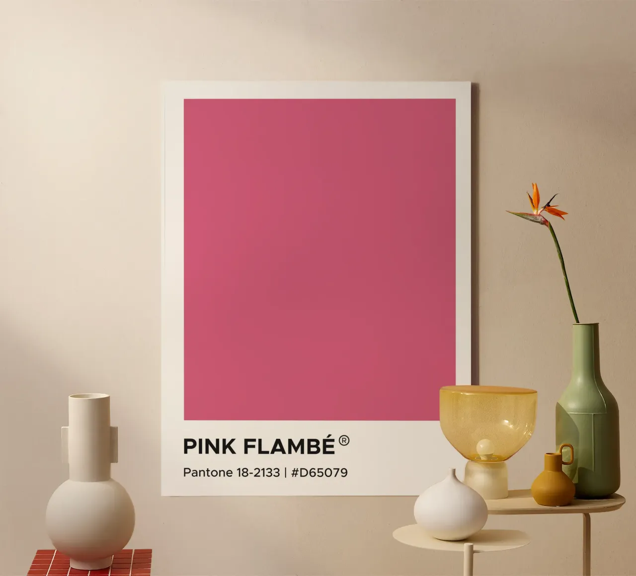Roze Flambe Pantone canvas met Baklijst van Paigaam Studio