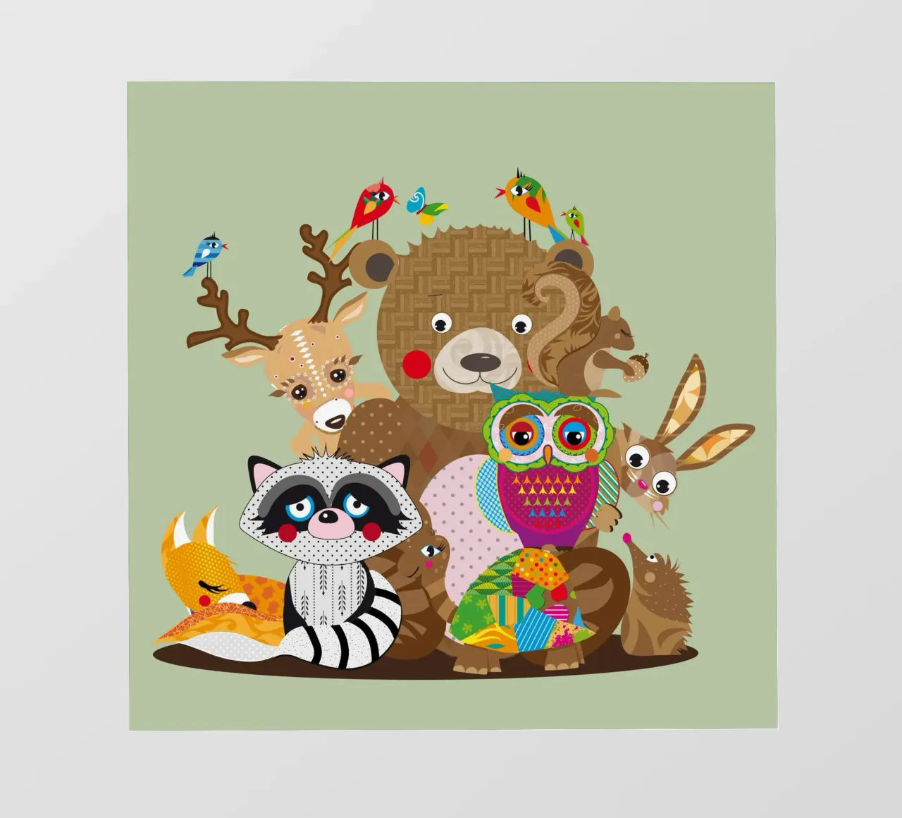Amici animali colorati uniti - La società della foresta felice telo in pvc da namosh