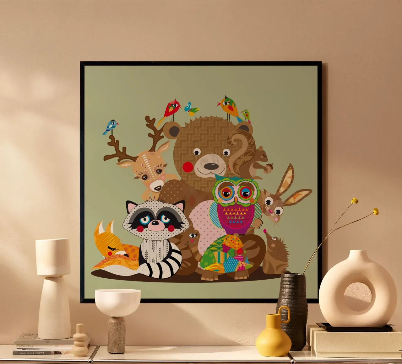 Amici animali colorati uniti - La società della foresta felice carta hahnemühle da namosh