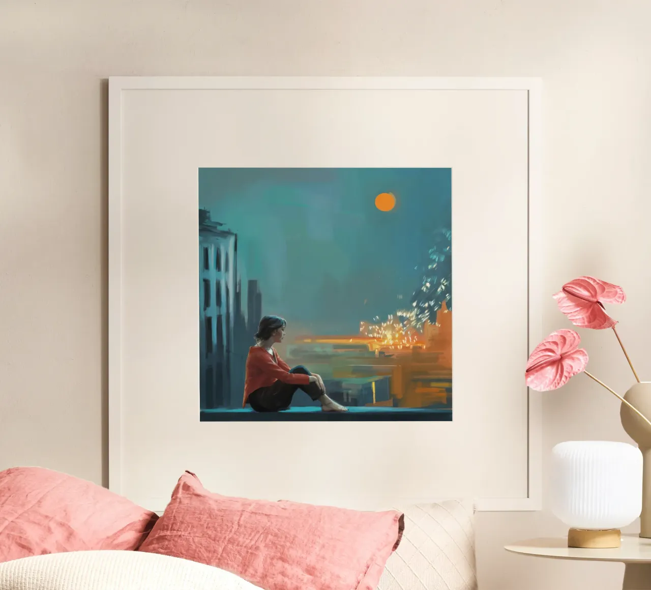 Riverbero di luna di città poster da Solestice Strokes