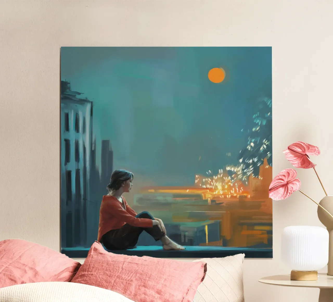 Riverbero di luna di città poster da Solestice Strokes