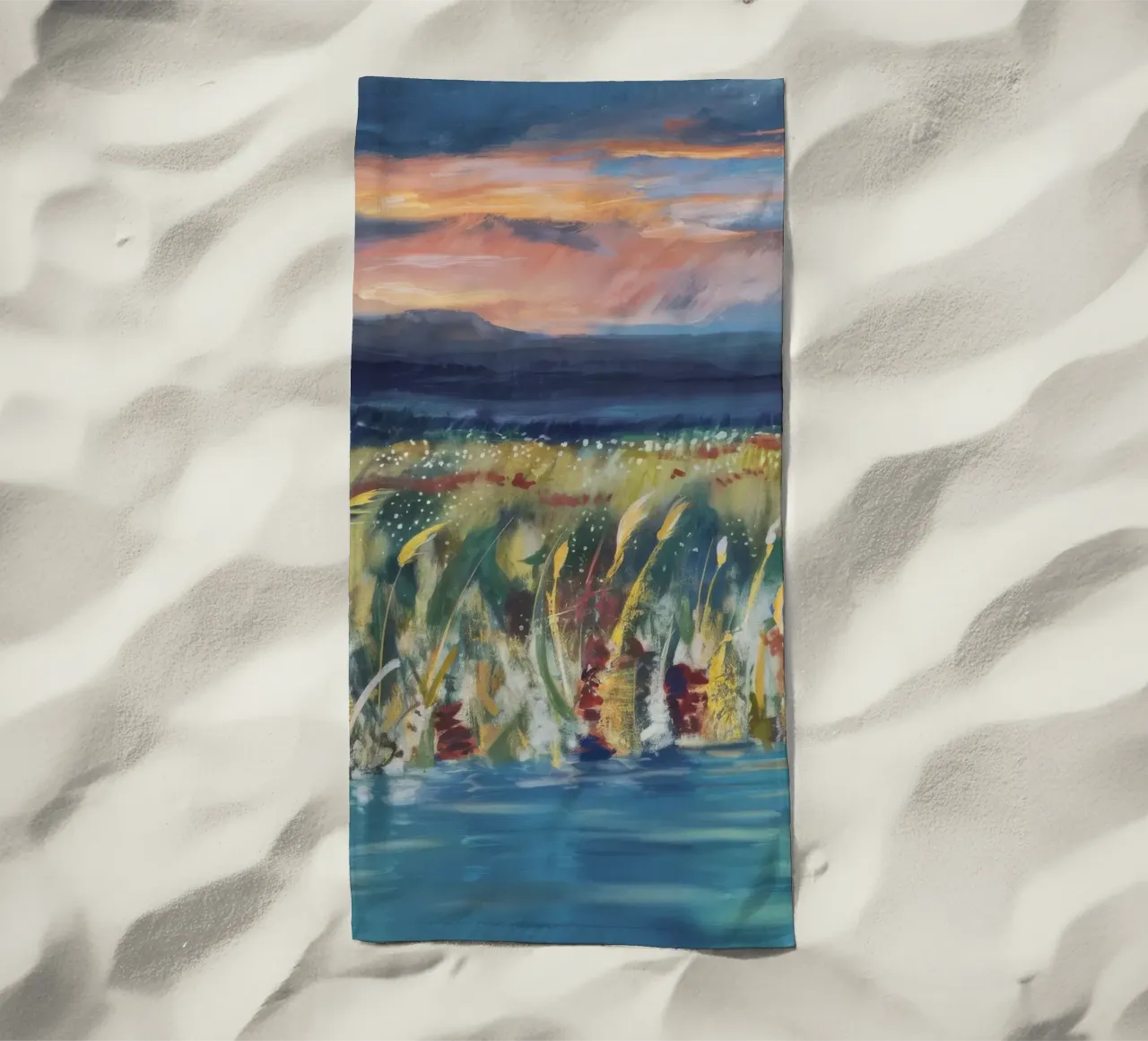Reed Twilight Bloom beach towel by Solestice Strokes