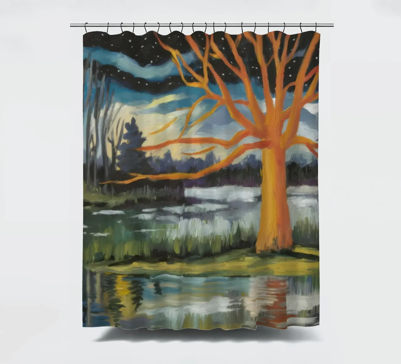 Golden Tree Echo Duschvorhang von Solestice Strokes