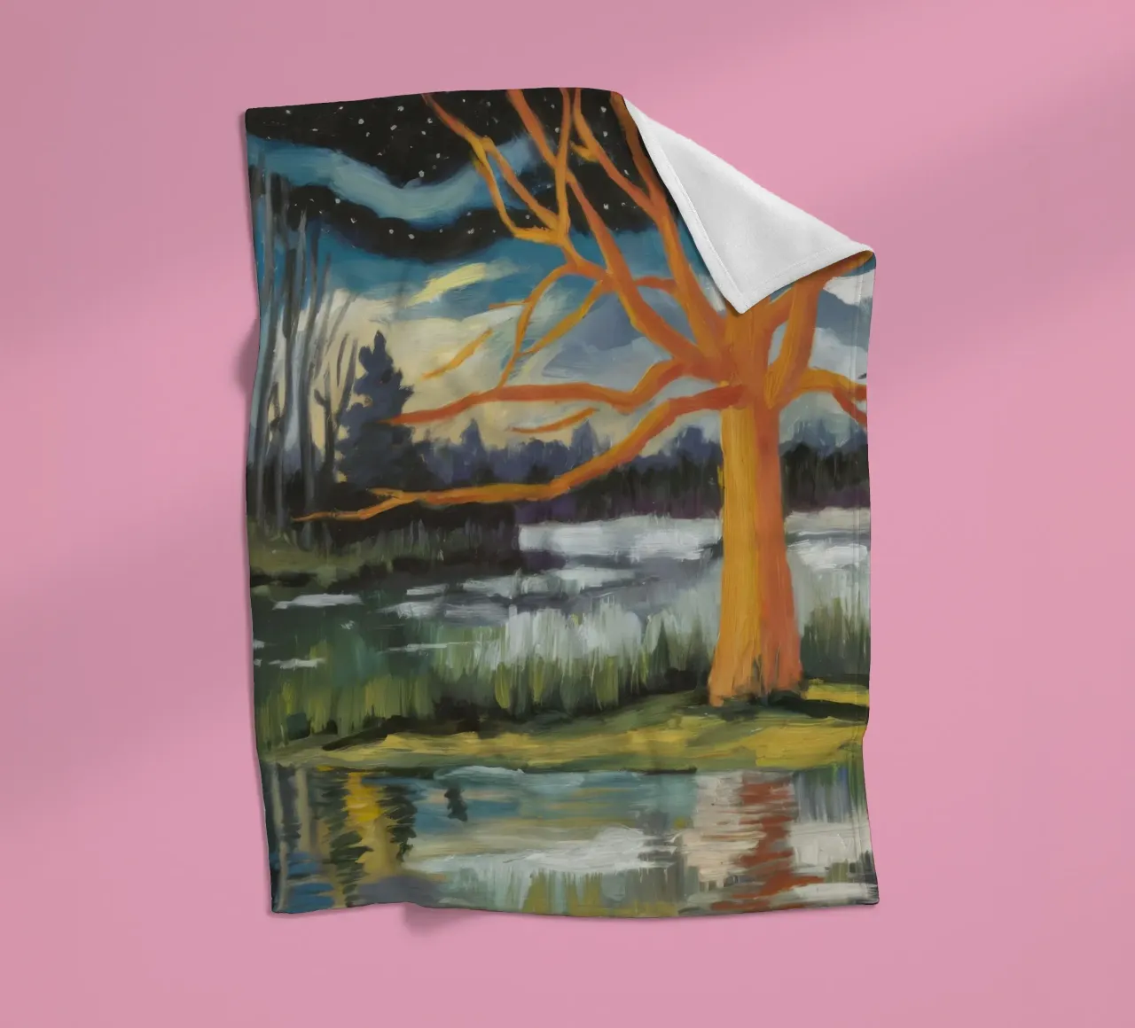 Golden Tree Echo fleece blanket by Solestice Strokes