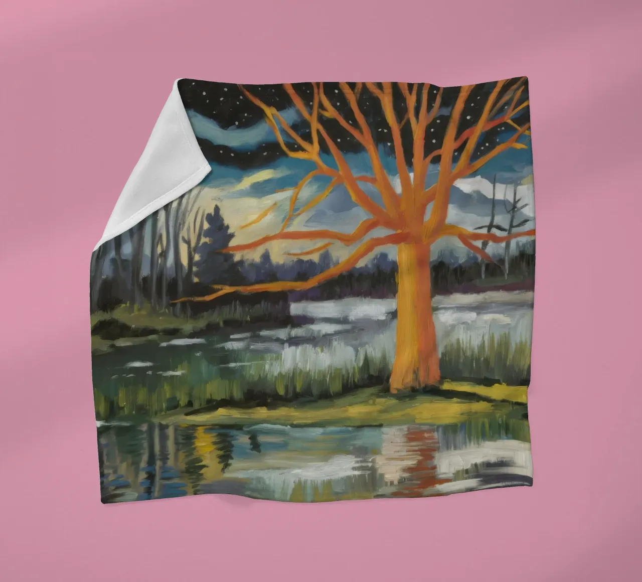 Golden Tree Echo fleece blanket by Solestice Strokes