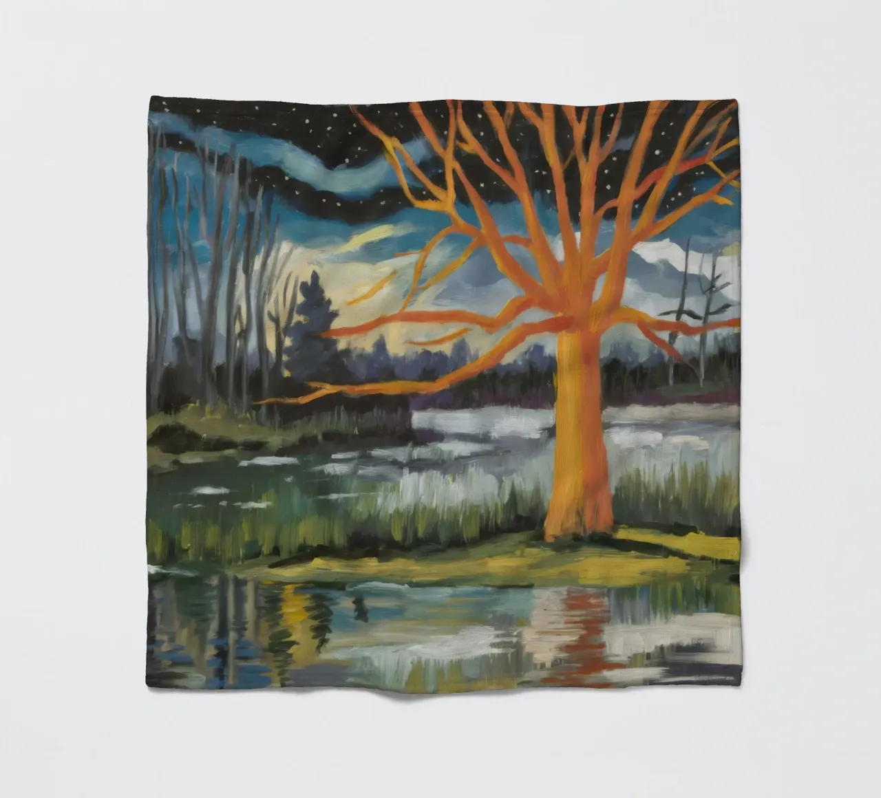 Golden Tree Echo fleece blanket by Solestice Strokes