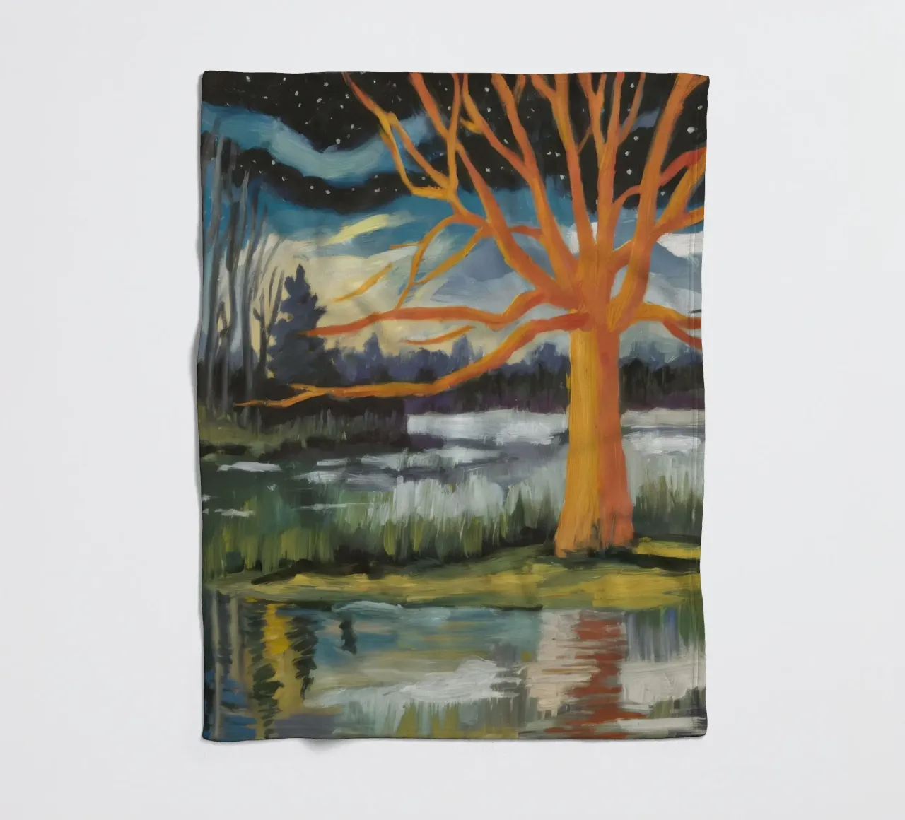 Golden Tree Echo fleece blanket by Solestice Strokes
