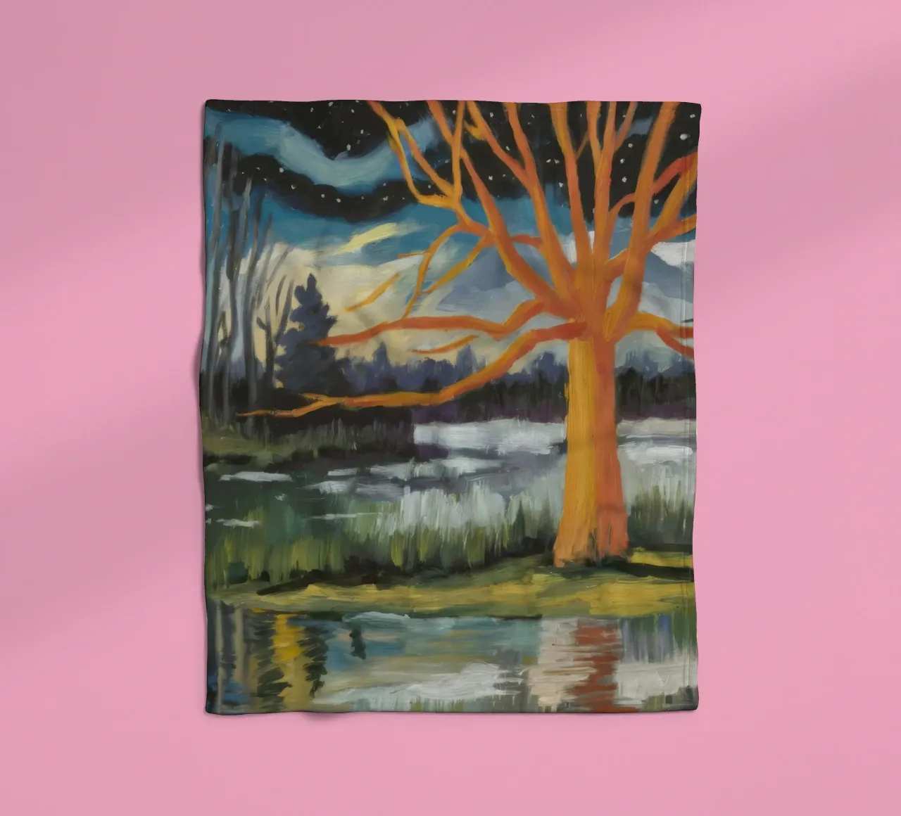 Golden Tree Echo fleece blanket by Solestice Strokes