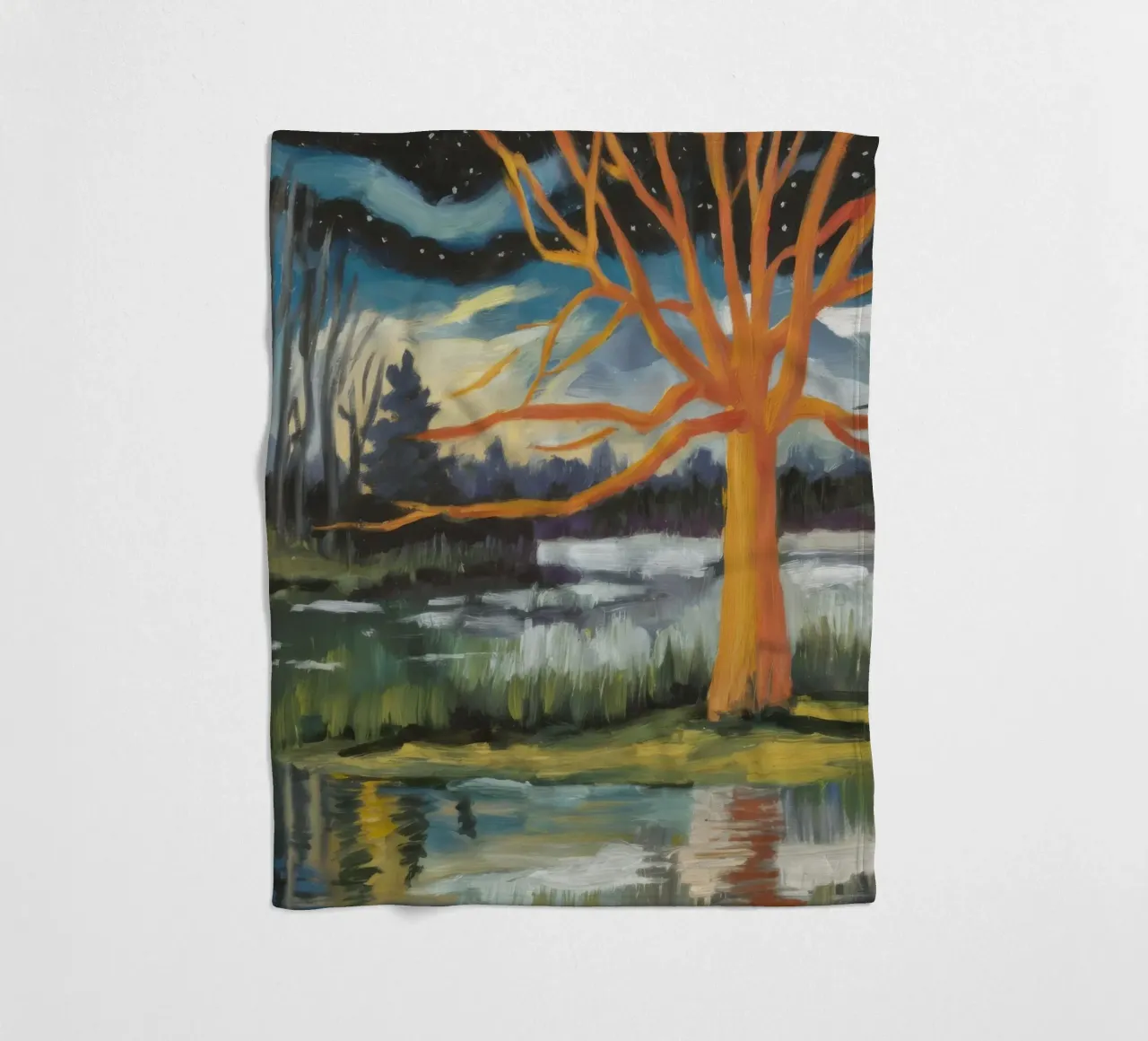 Golden Tree Echo fleece blanket by Solestice Strokes