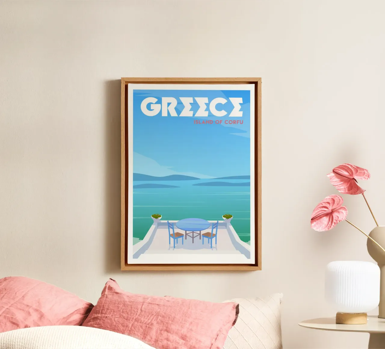 Corfù, Grecia tela con Cornice a cassetta da Wanderlust Vibes