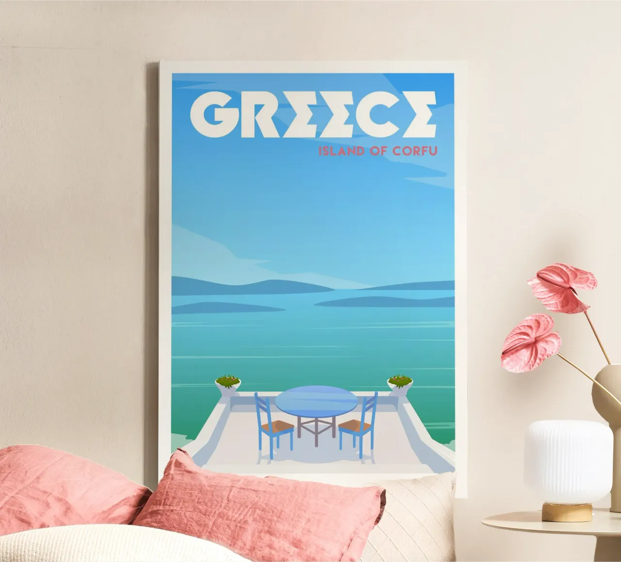 Corfù, Grecia tela con Cornice a cassetta da Wanderlust Vibes