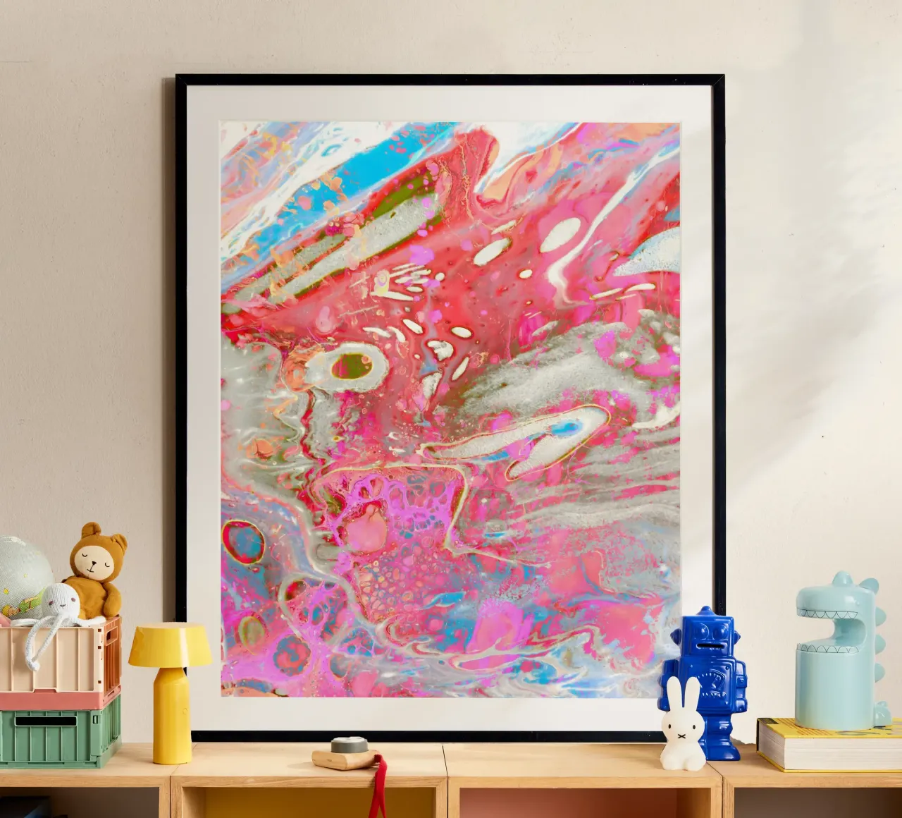 Dream in Fuchsia poster with wooden frame by 83oranges