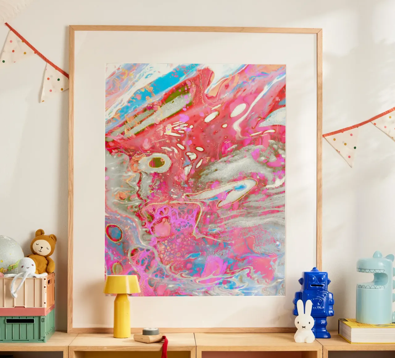 Dream in Fuchsia poster with wooden frame by 83oranges