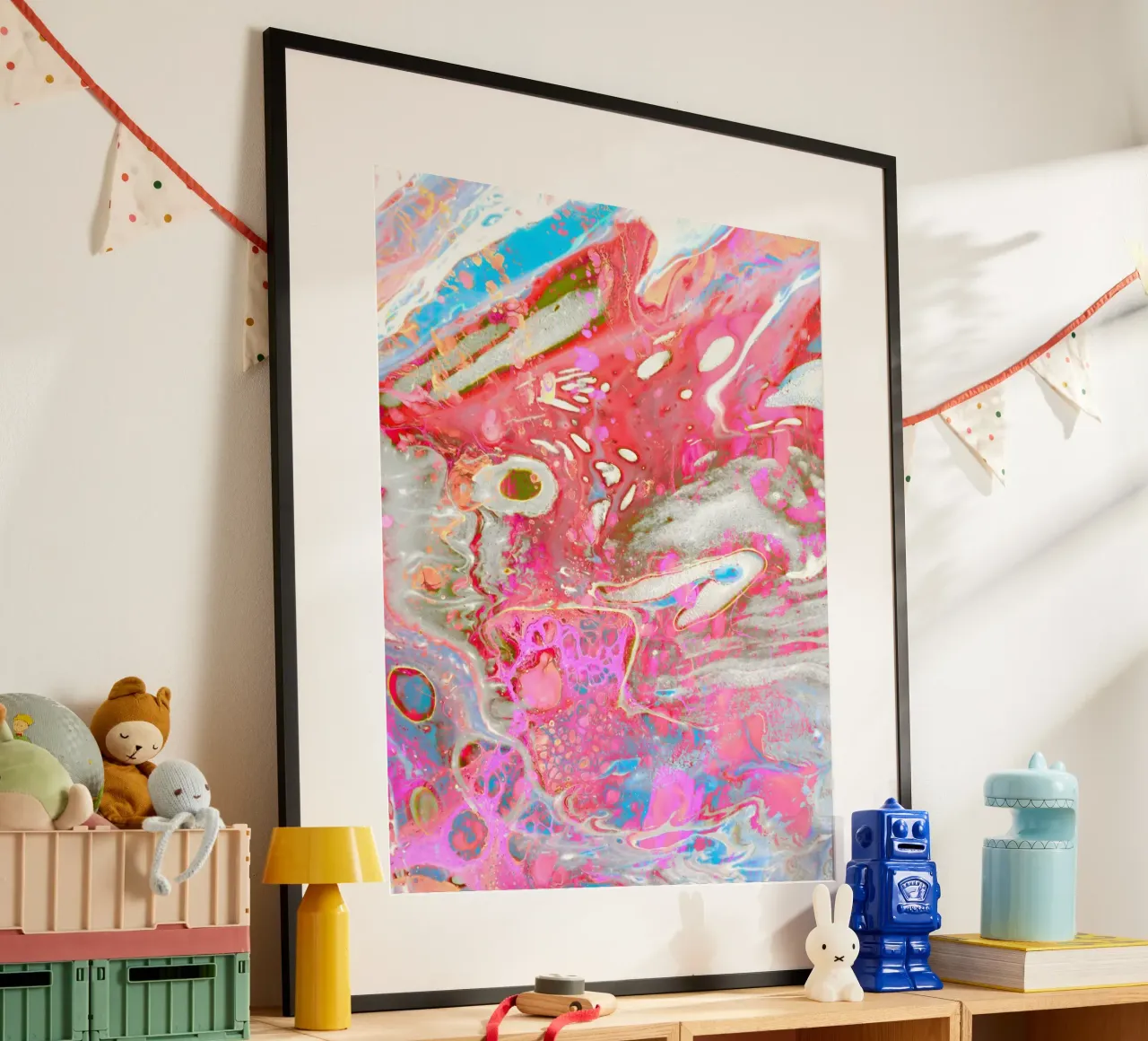 Dream in Fuchsia poster with wooden frame by 83oranges