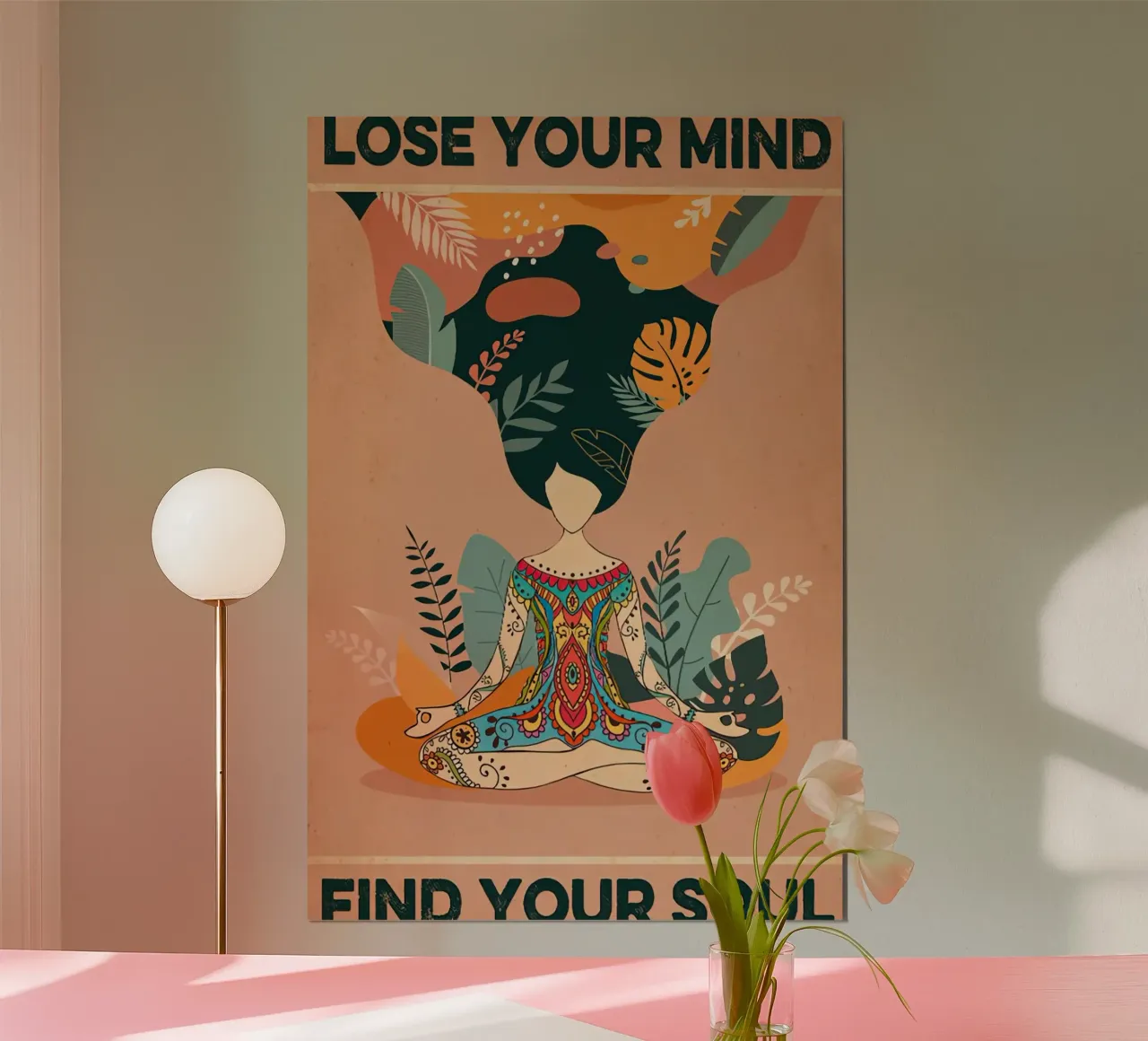 Verliere deinen Verstand Finde deine Seele Frauen Yoga Poster mit Kunststoffrahmen von Aaronshop