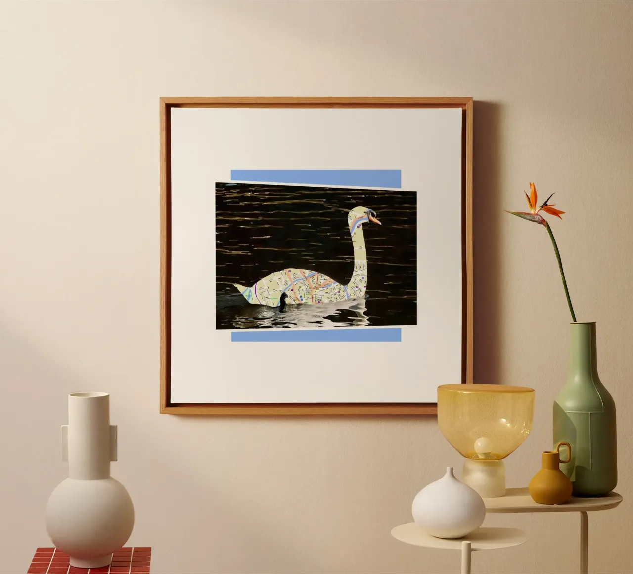 Swans of Bruges tela con Cornice a cassetta da fortrart
