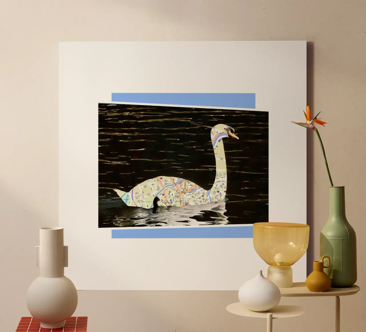 Swans of Bruges tela con Cornice a cassetta da fortrart