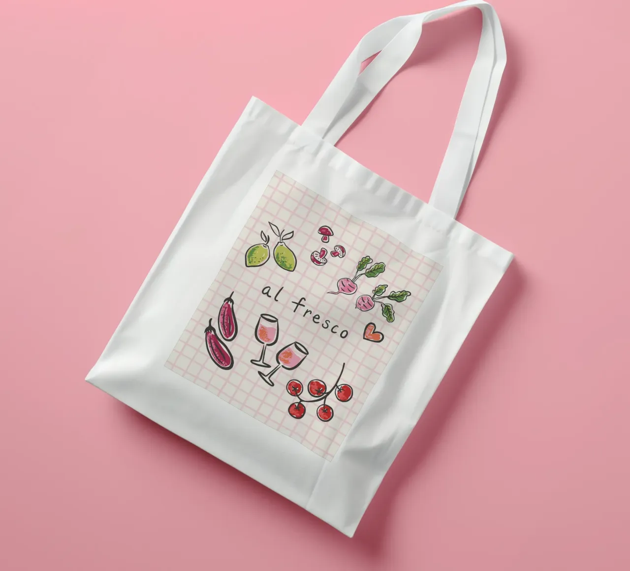 Al Fresco - Italian Picnic Vibes in pink and green borsa in juta da Vivdesign