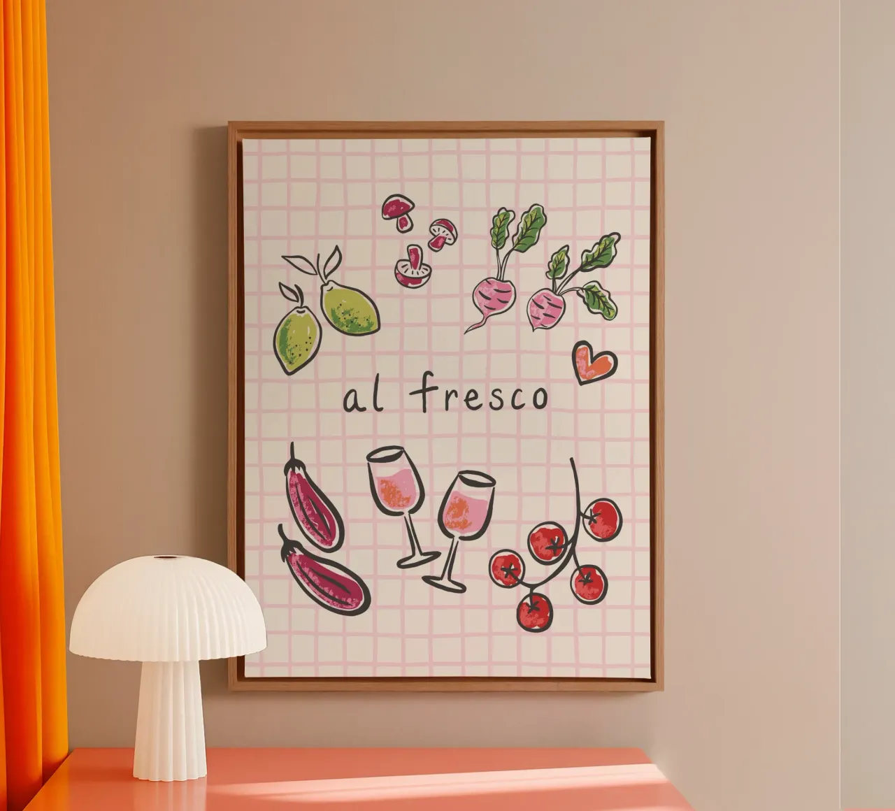 Al Fresco - Italian Picnic Vibes in pink and green canvas van Vivdesign