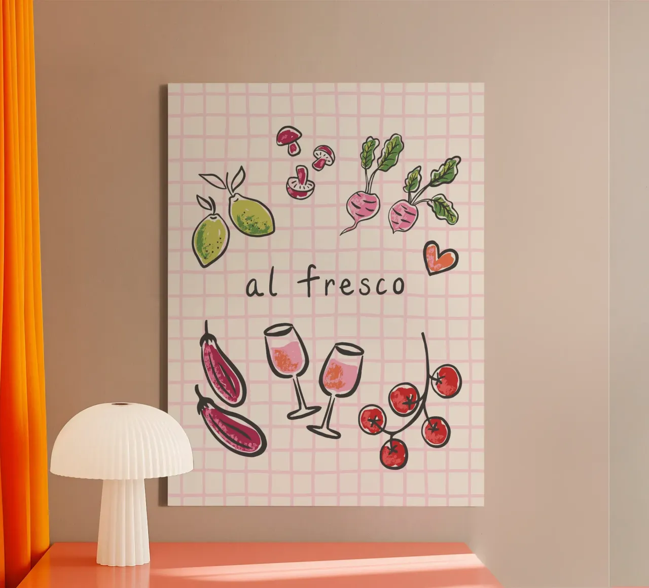 Al Fresco - Italian Picnic Vibes in pink and green canvas van Vivdesign