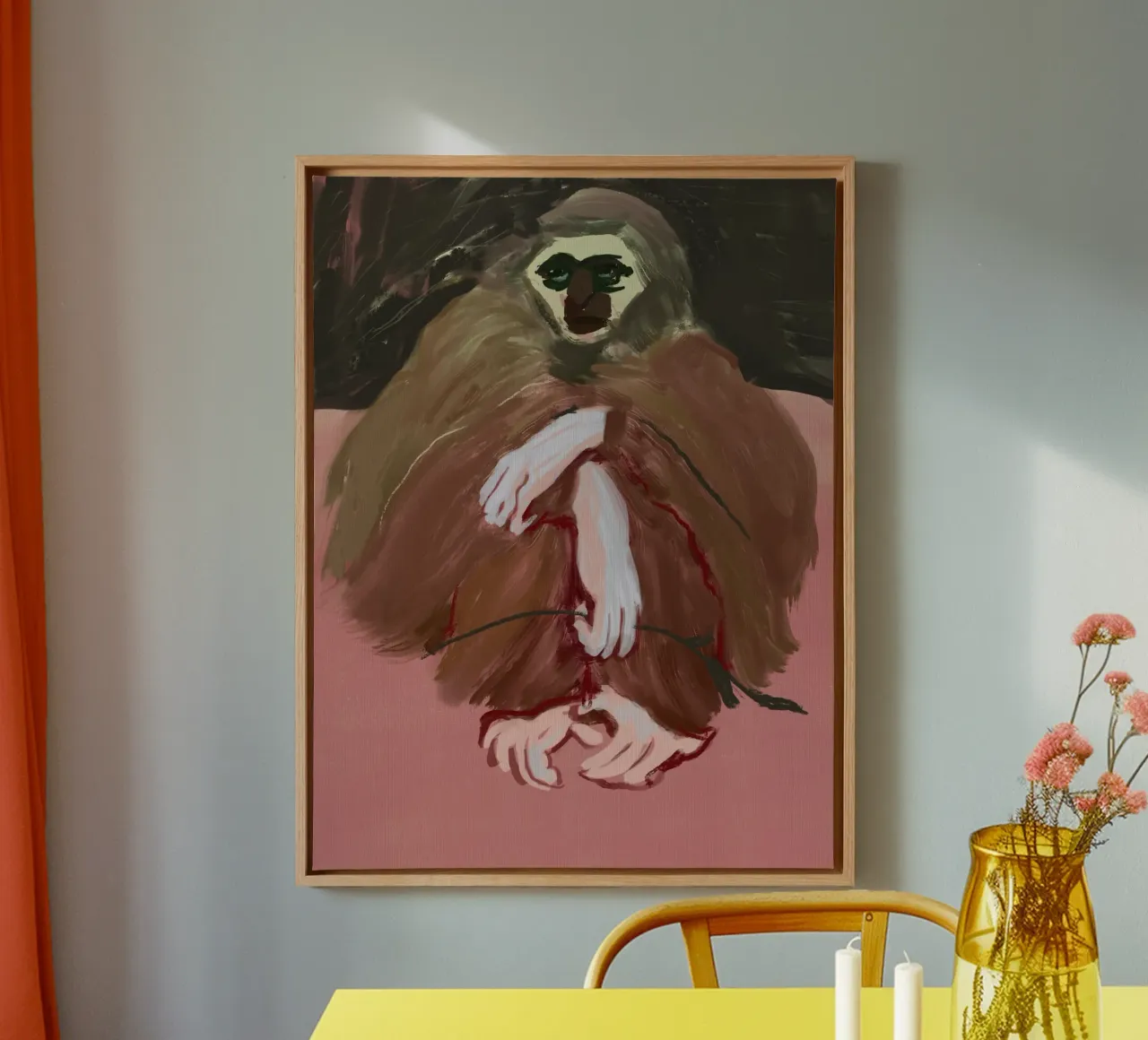 Dierentuin bezoek - Aap canvas met Baklijst van Little Dean