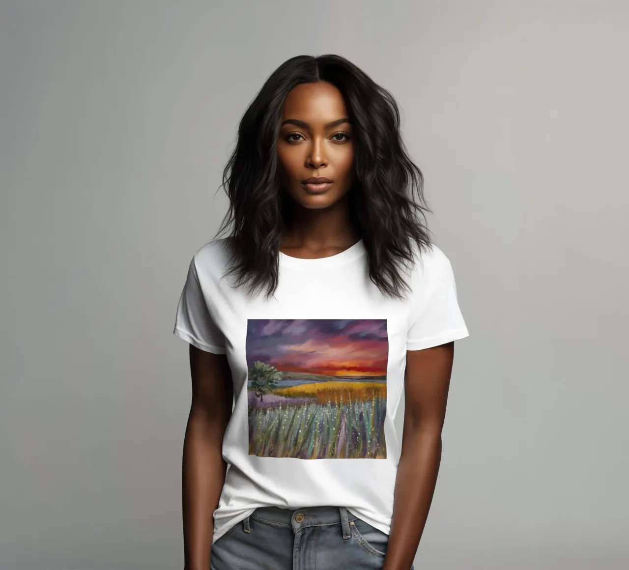 Lavendel-Feuer-Horizont Frauen T-Shirt von Solestice Strokes