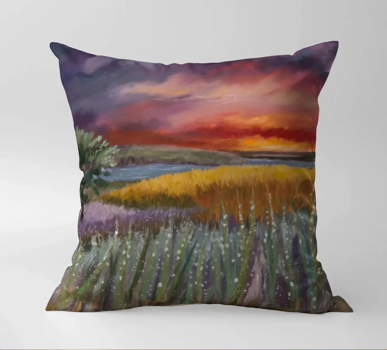 Orizzonte di fuoco alla lavanda cuscino da Solestice Strokes