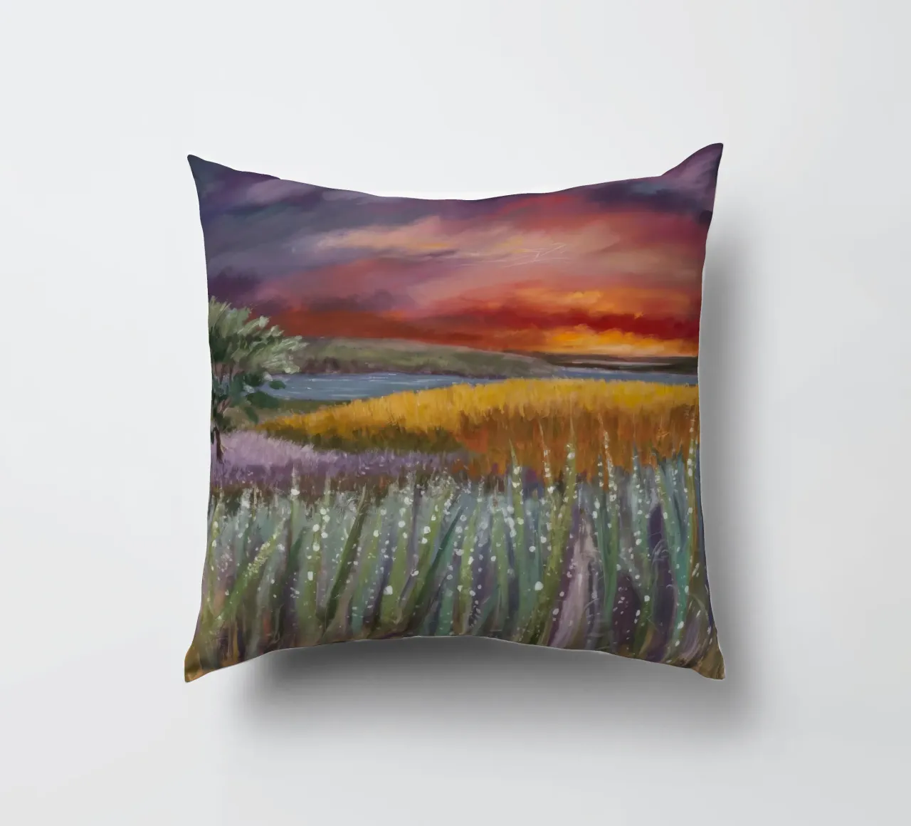 Orizzonte di fuoco alla lavanda cuscino da Solestice Strokes