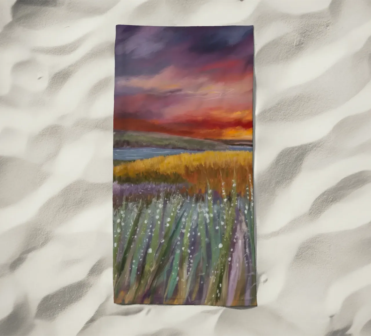 Orizzonte di fuoco alla lavanda telo mare da Solestice Strokes