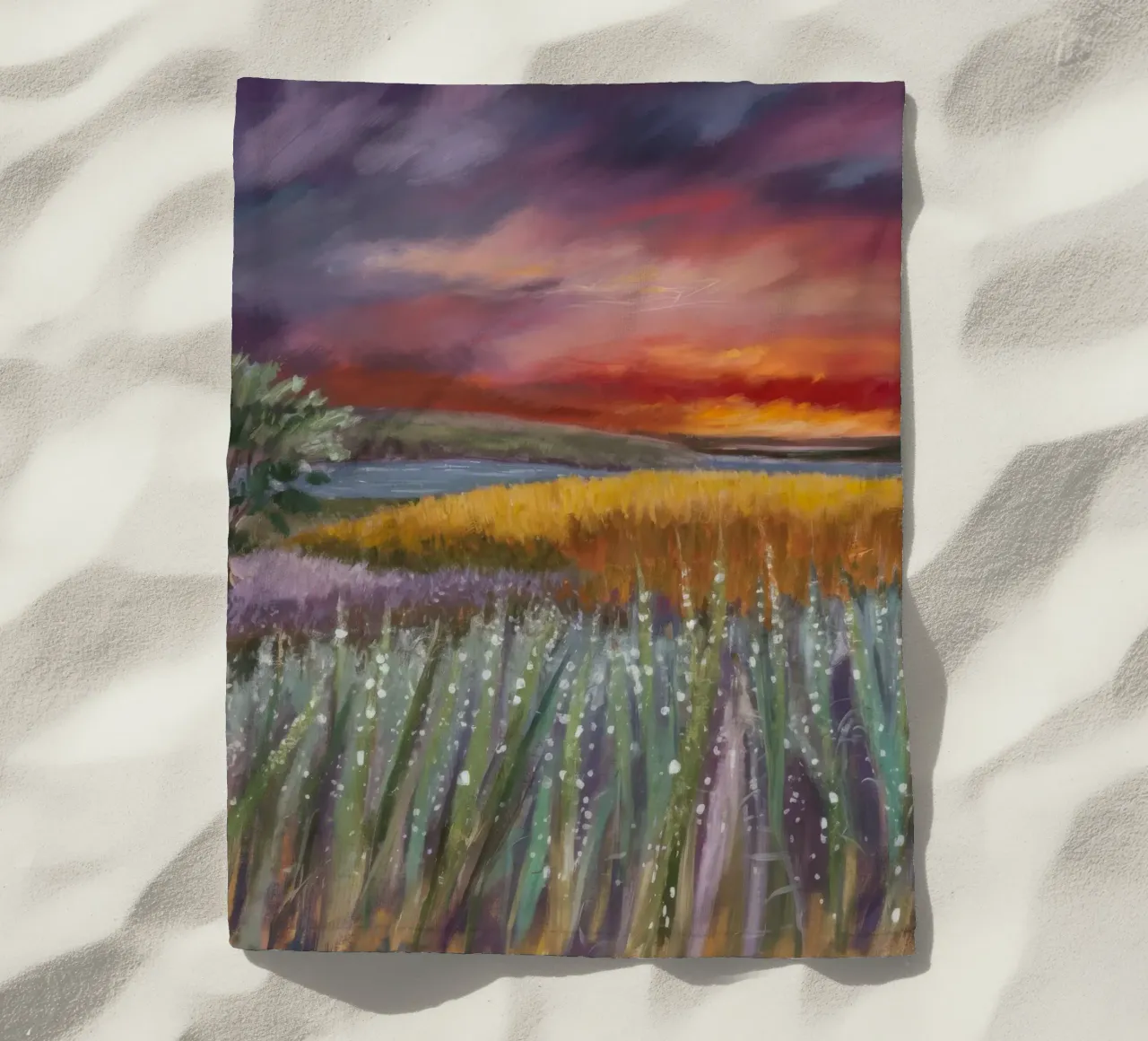 Orizzonte di fuoco alla lavanda telo mare da Solestice Strokes