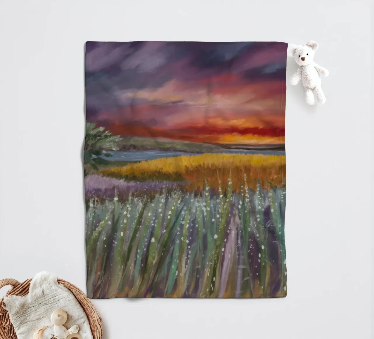 Orizzonte di fuoco alla lavanda coperta in pile da Solestice Strokes
