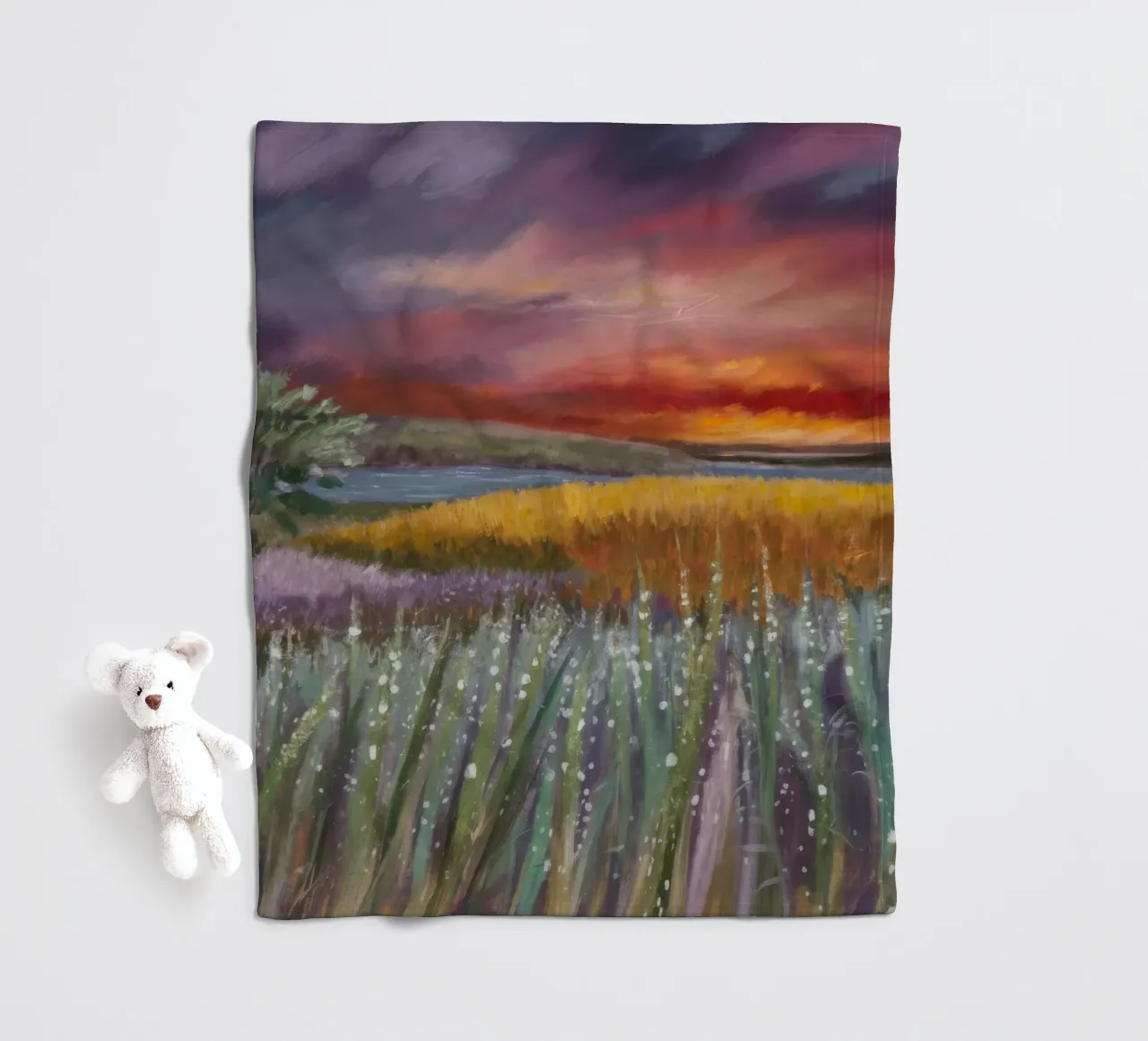 Orizzonte di fuoco alla lavanda coperta in pile da Solestice Strokes