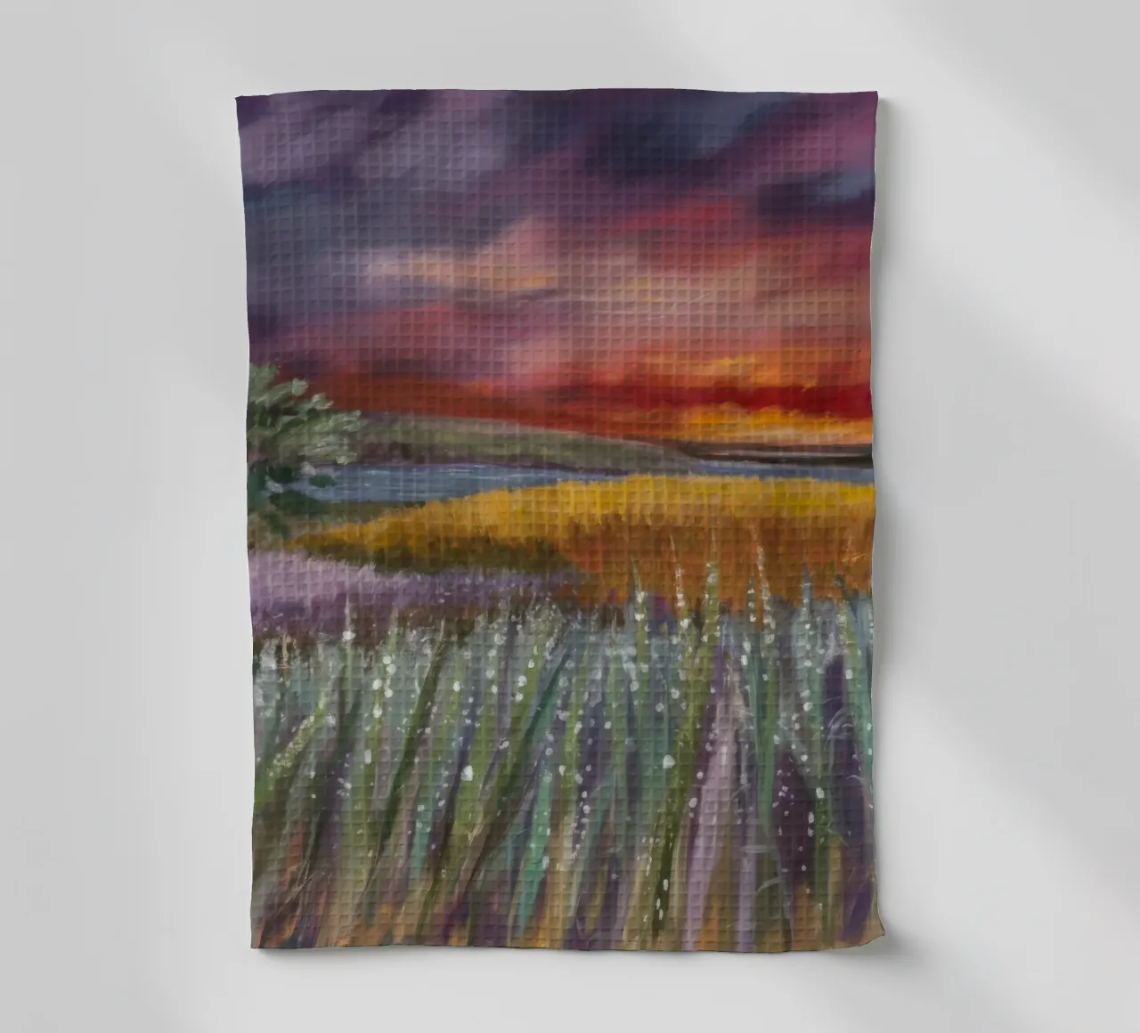 Orizzonte di fuoco alla lavanda canovaccio da cucina da Solestice Strokes