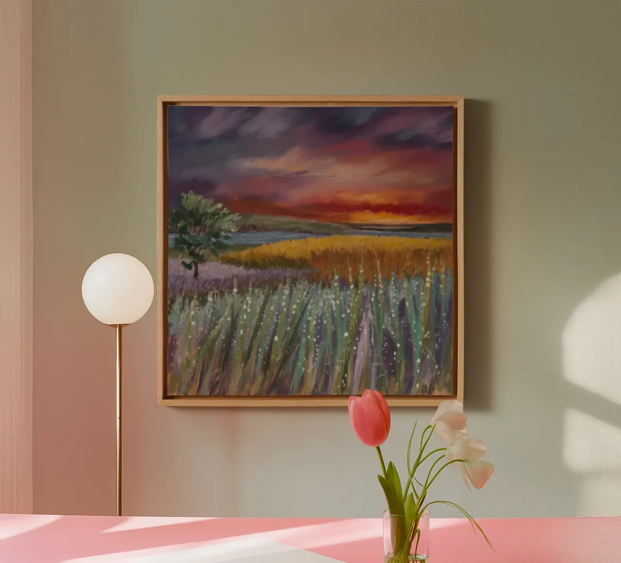 Lavender Fire Horizon canvas by Solestice Strokes