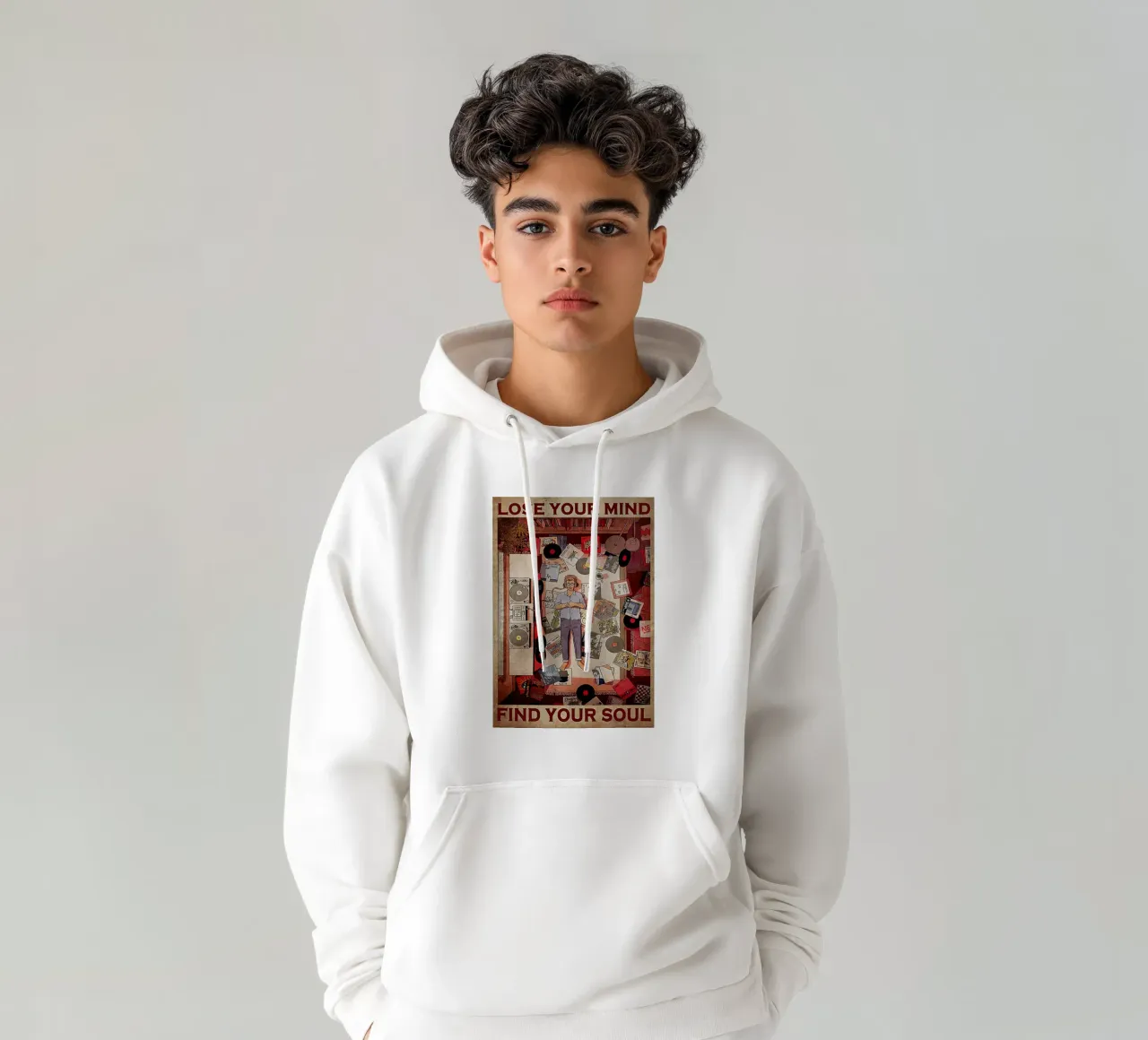 L'uomo ama il vinile, Perdi la testa trova l'anima felpa con cappuccio da Aaronshop