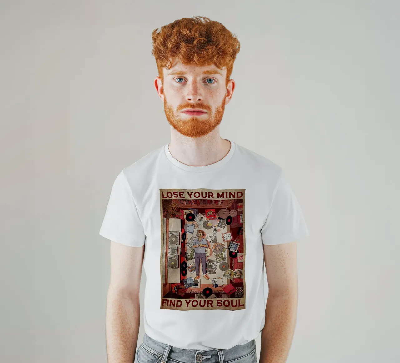 Man Loves Vinyl, Lose Your Mind Find Your Soul t-shirt by Aaronshop
