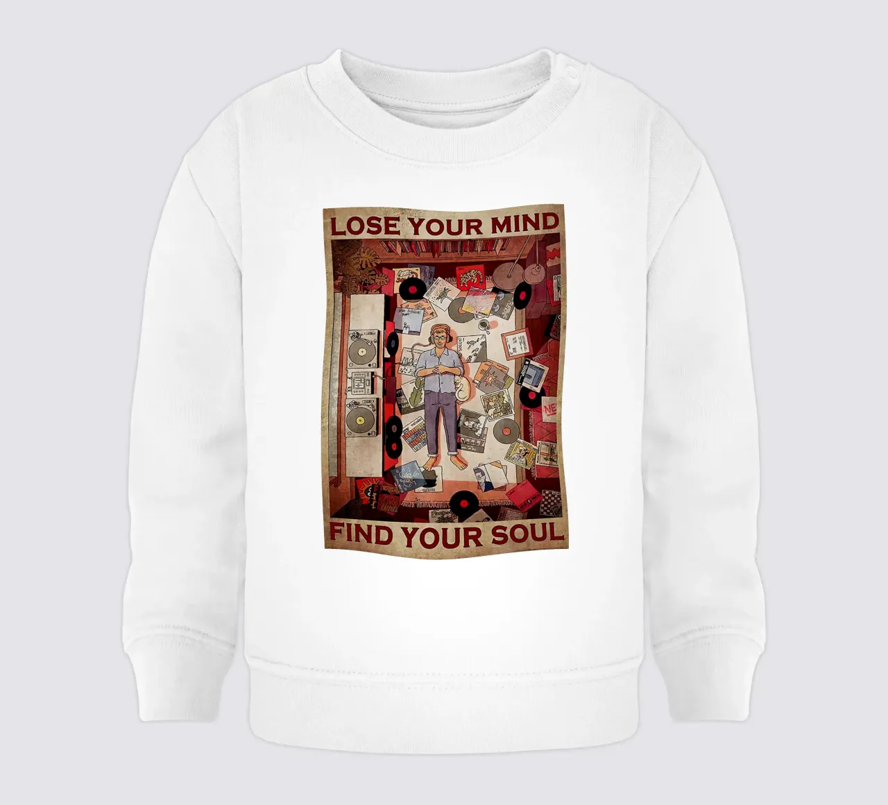L'uomo ama il vinile, Perdi la testa trova l'anima felpa neonato da Aaronshop