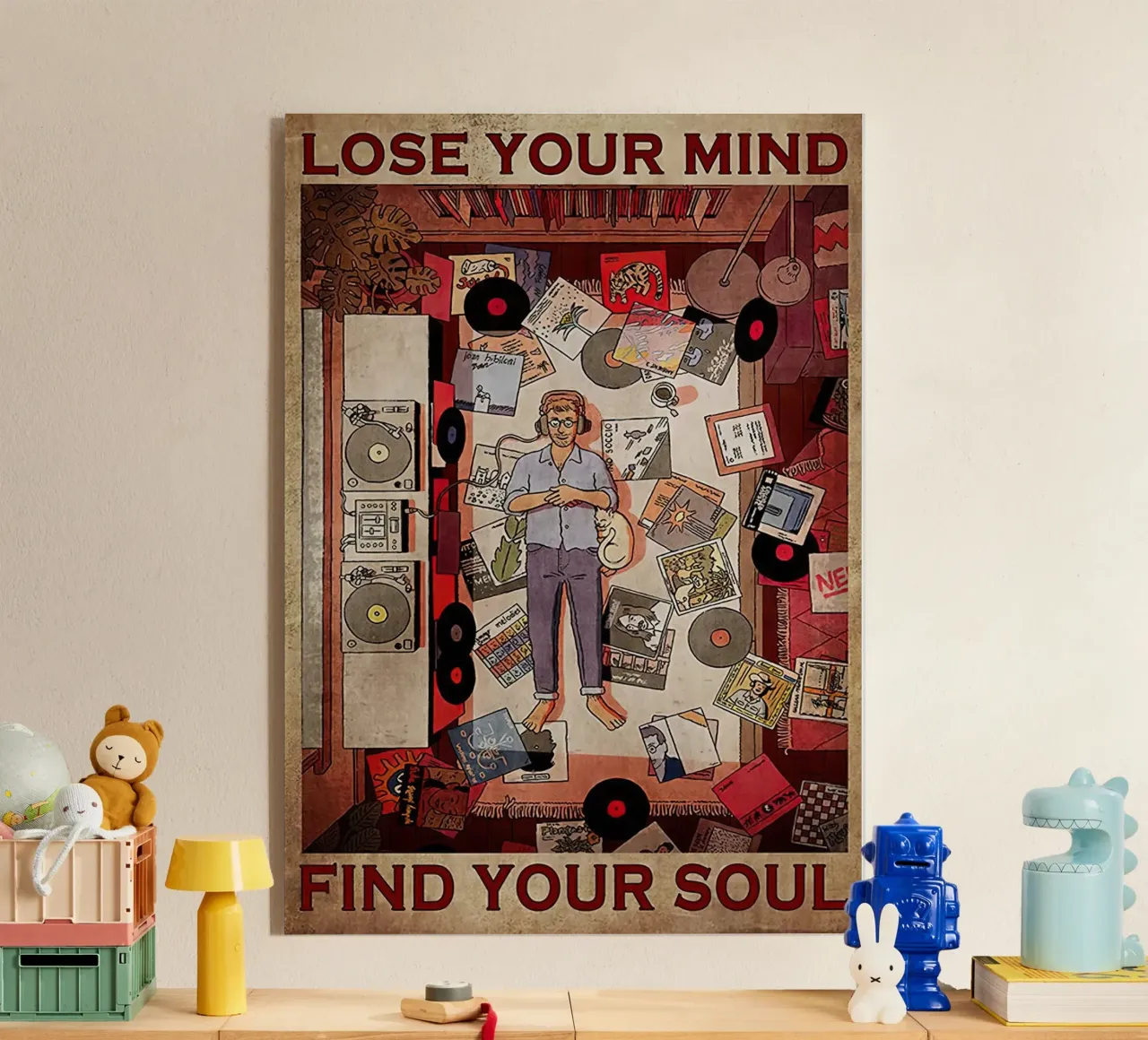 Man Loves Vinyl, Lose Your Mind Find Your Soul acrylic glass by Aaronshop