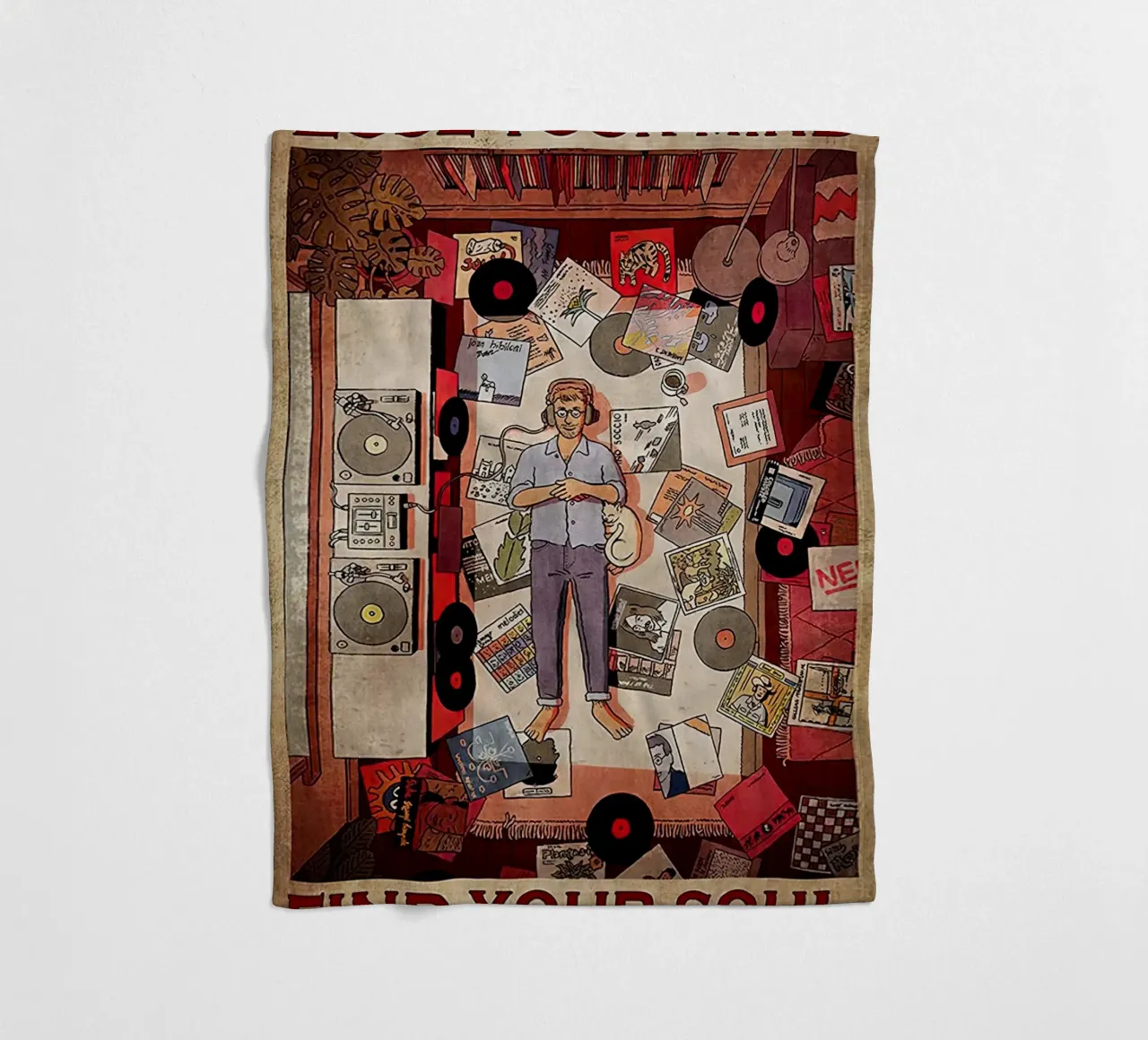 El hombre ama el vinilo, Lose Your Mind Find Your Soul manta de franela de Aaronshop