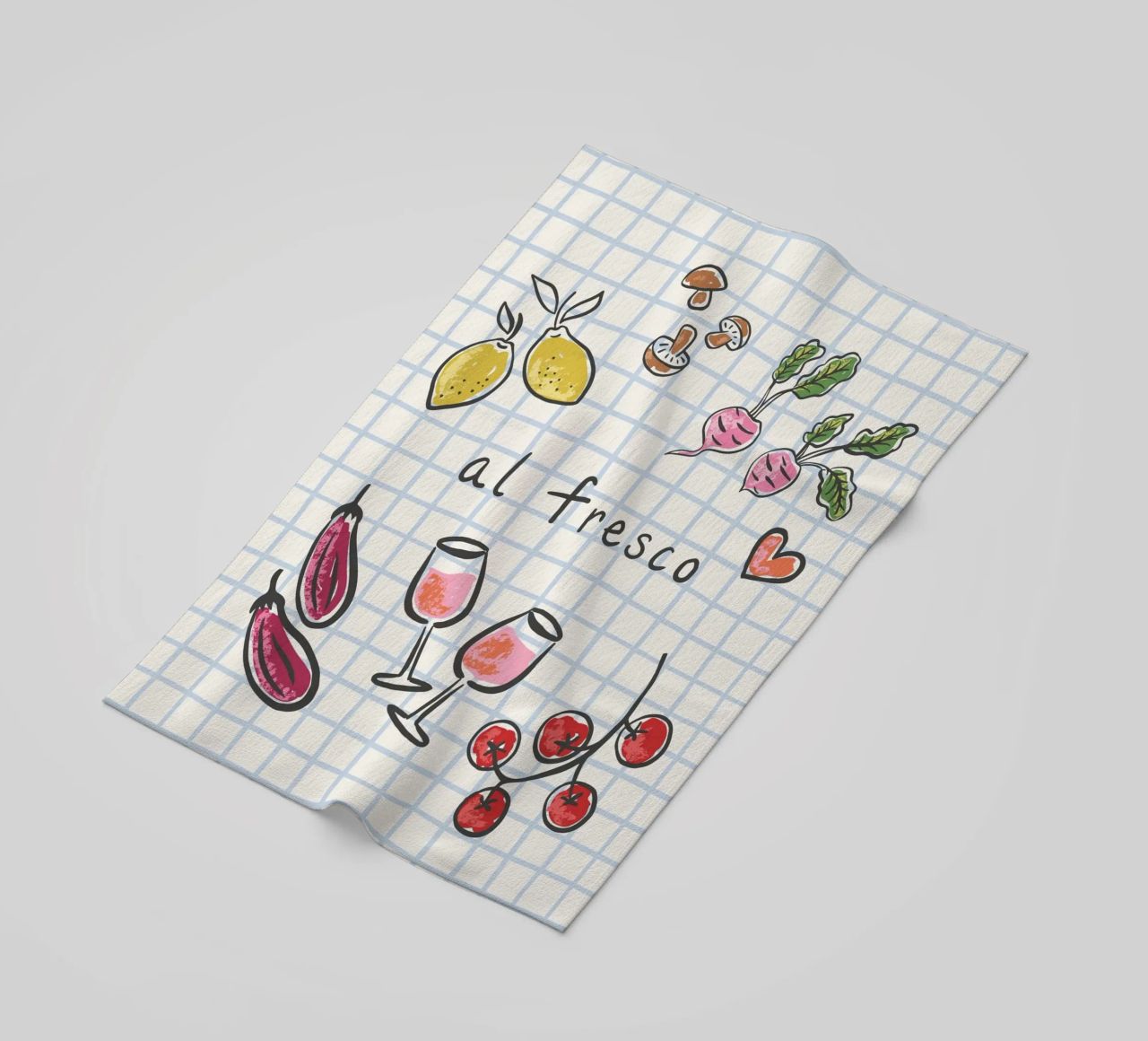 Al Fresco – Naïve Hand Drawn Picnic Print telo mare da Vivdesign